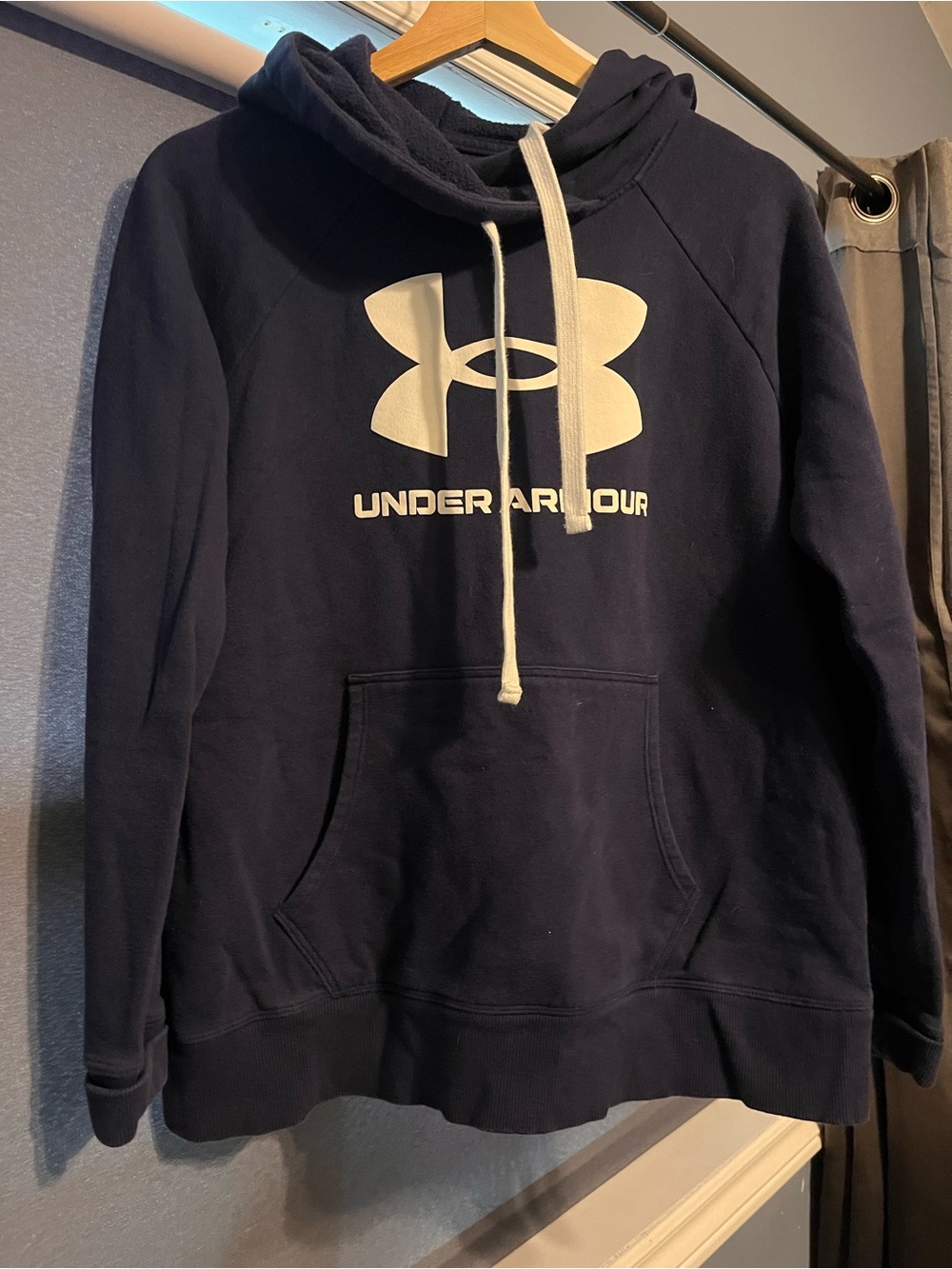 Set of 2. Under Armour Navy/Purple Pullover Hoodie with White Logo.